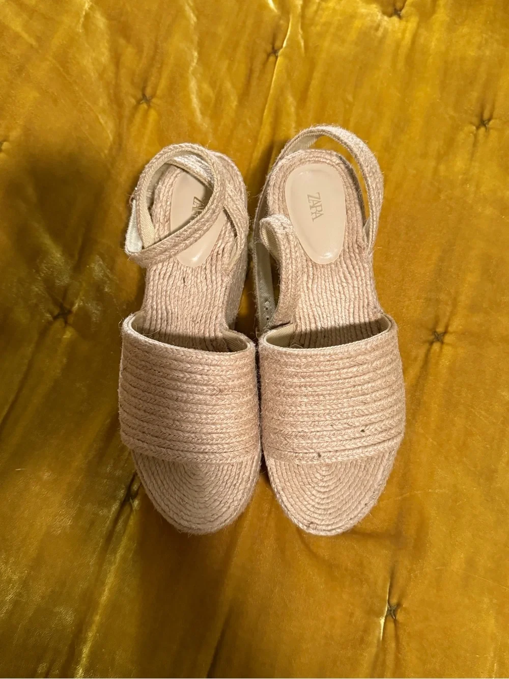 Zara Natural rafia Espadrille ankle wrap Wedges
